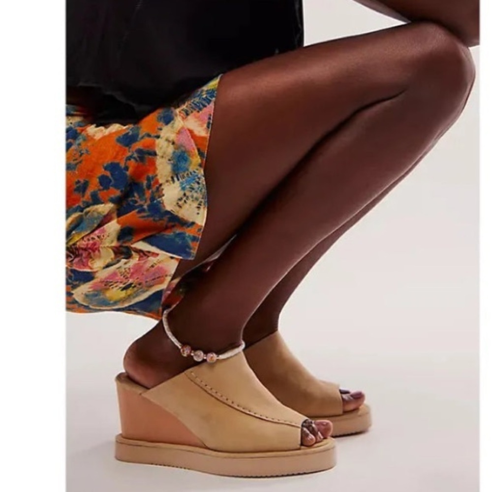 Free People Tan Wedge Sandals